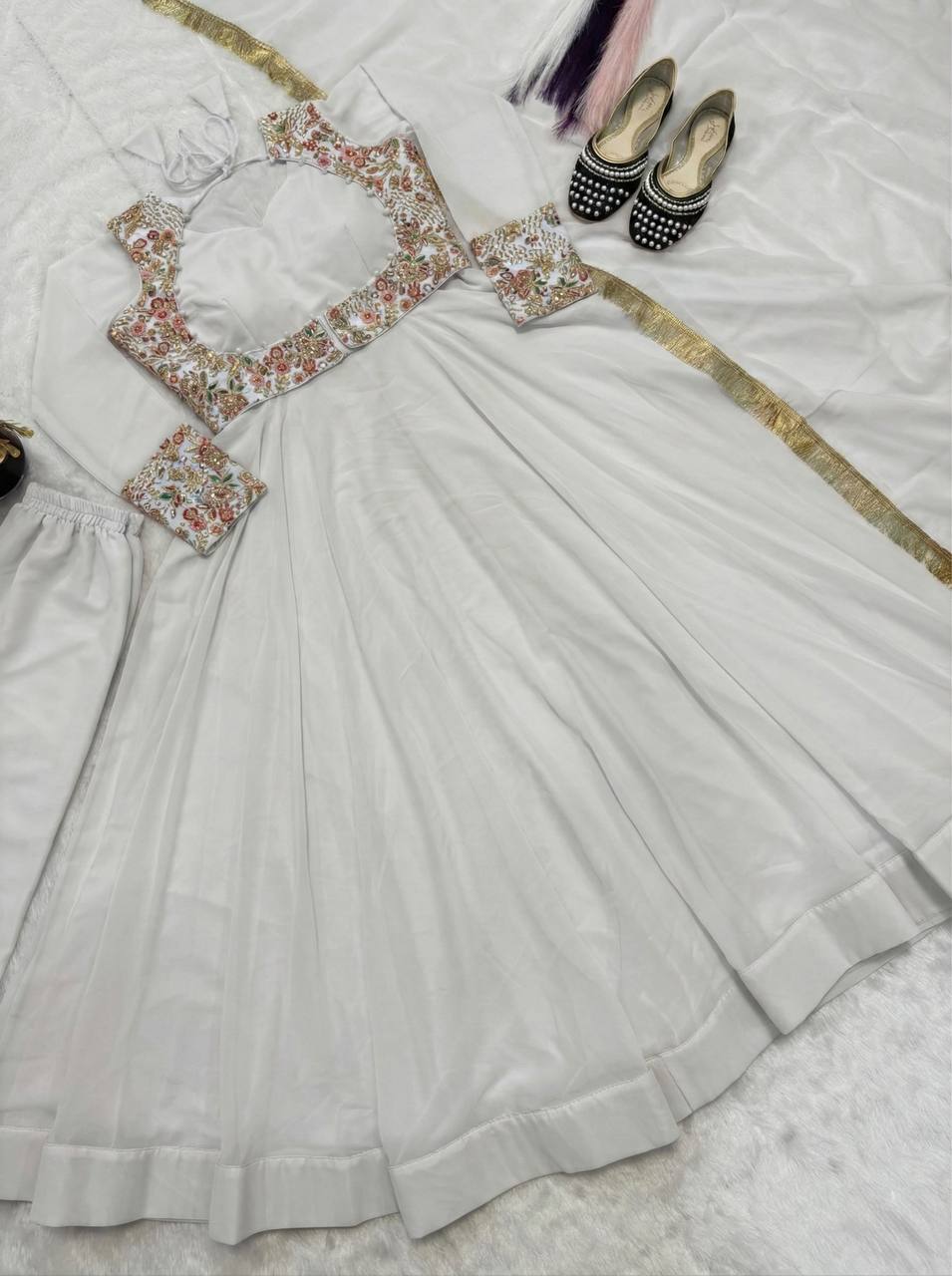 Ethereal Ivory Embroidered Jacket Set